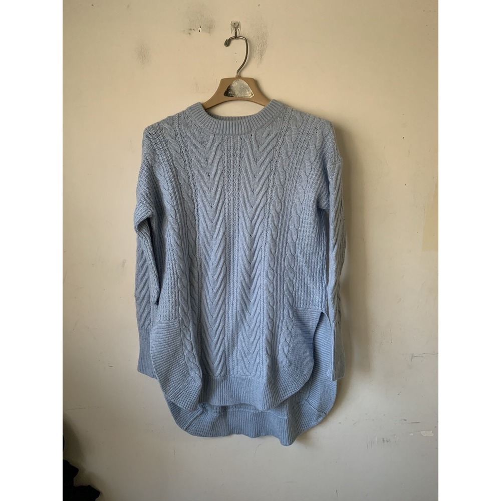 J Crew Womens‎ Sweater XXS Blue Wool Blend Cable Knit Lounge Comfy Heavyweight